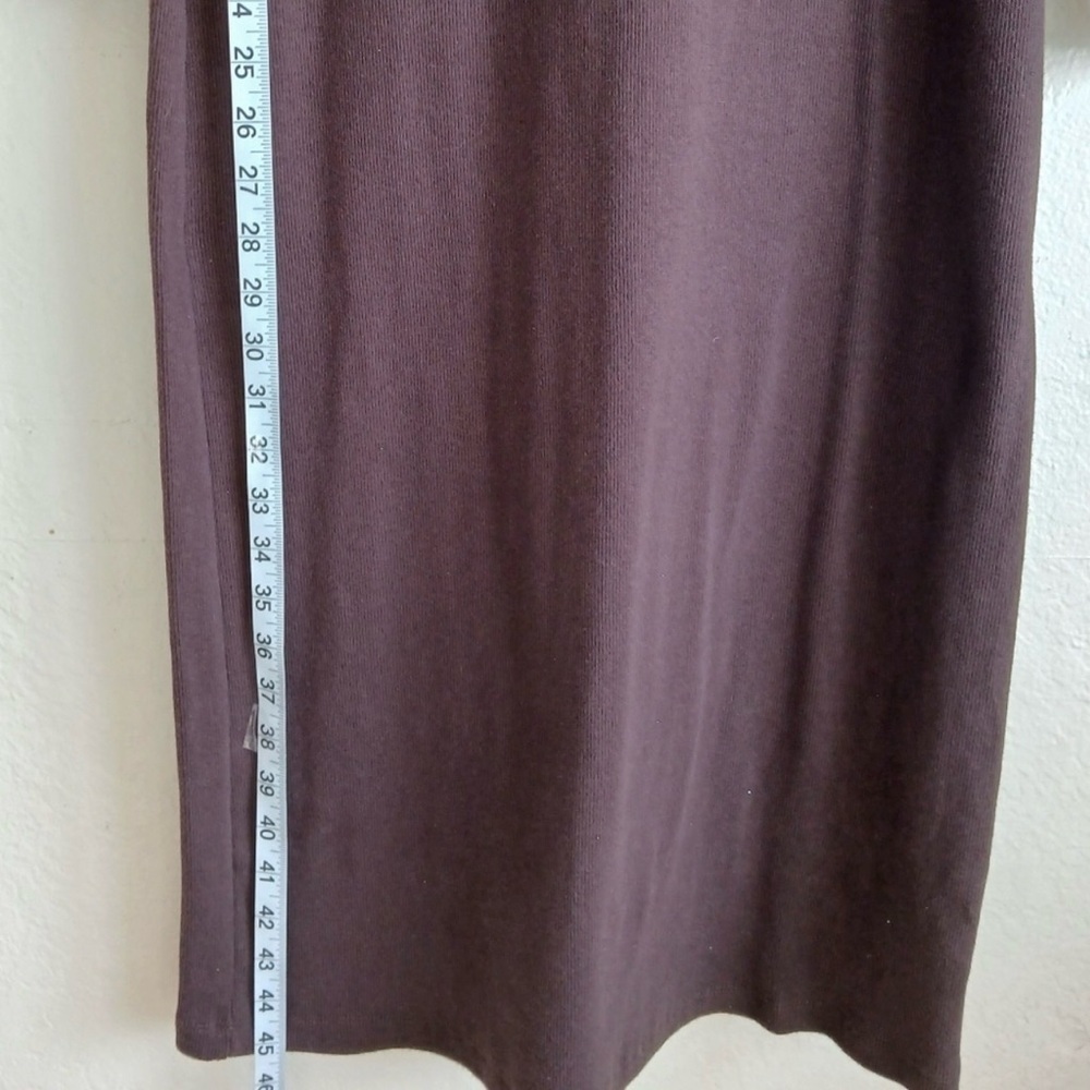 NWT Chocolate Brown Off Shoulder Ribbed Midi Dress Long Sleeve Bodycon Medium - Picture 11 of 13